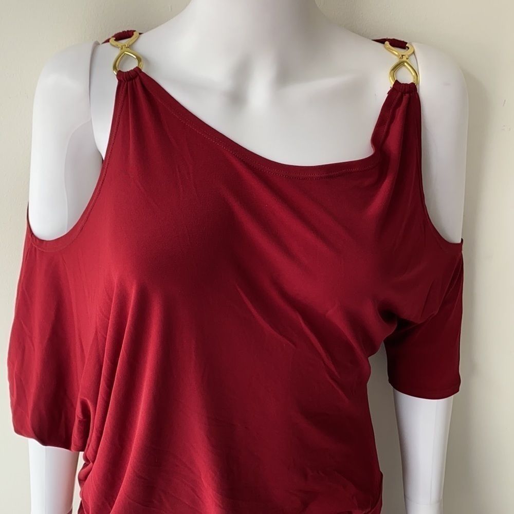 NWT Unaluna Abbey Long Wine Cold Shoulder Maxi XS - Picture 4 of 8
